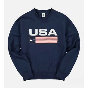 Nike Men's Swoosh Striped Crew Navy Blue Size Small Casual heavyweight